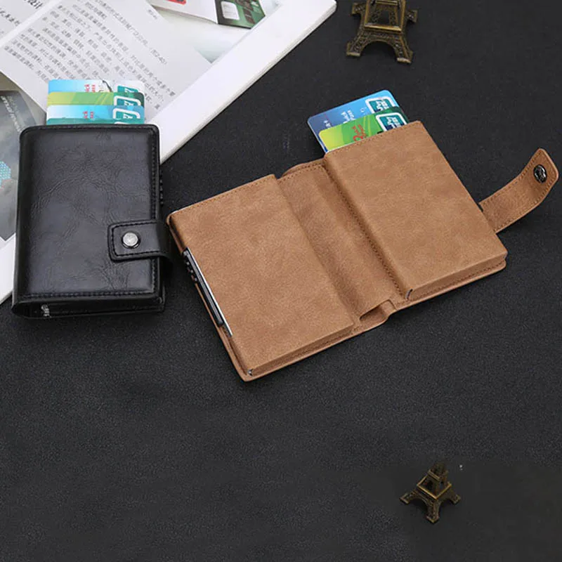 2019 двойные металлические держатель для карт RFID Блокировка кожа Бизнес ID