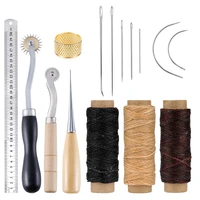 lmdz leather sewing tools kits with tracer tracing wheel and waxed thread large eye stitching needles and awl for leather crafts