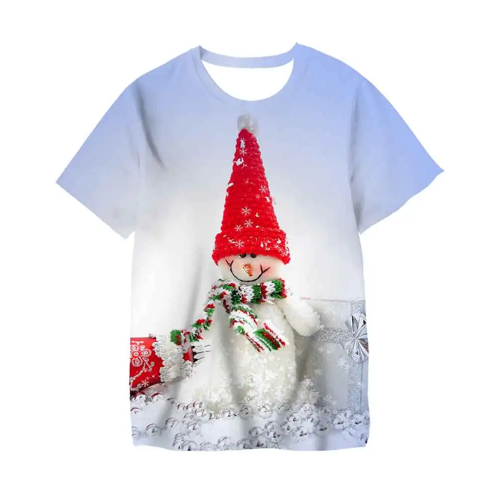 

Christmas Children T shirts Santa Claus Baby Boys Girls Clothing Casual Cartoon 3D Print Snowman Party Merry Tshirt 3T-14T