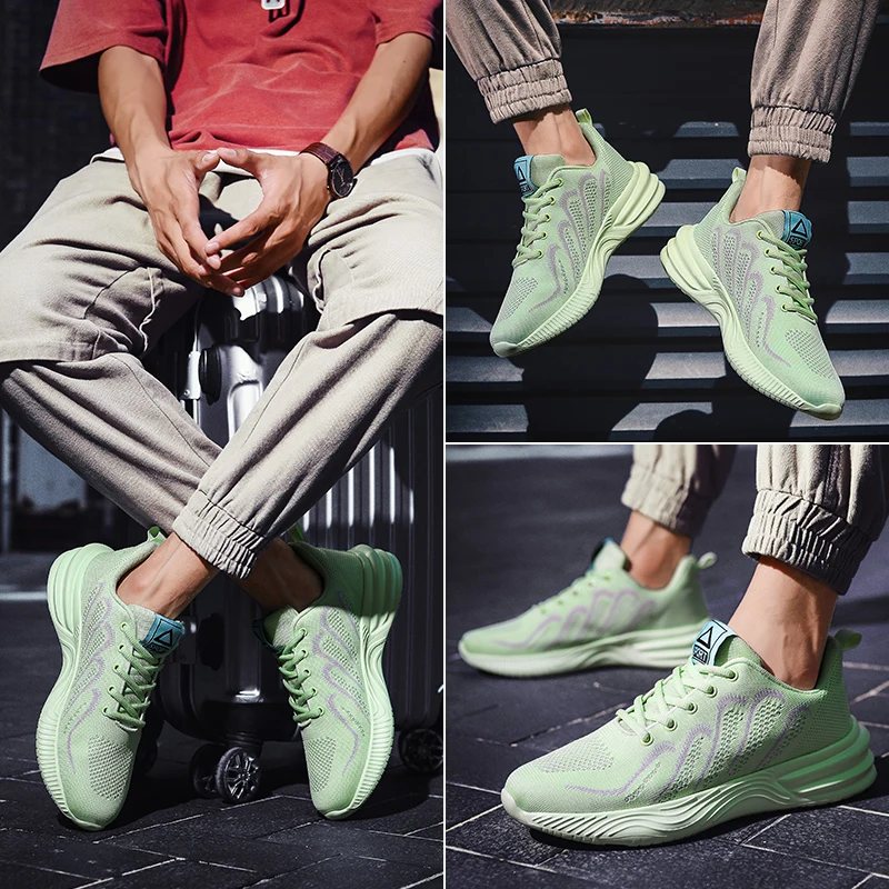 

Mens Shoes Breathable White Mesh Sneakers Sports Shoe For Male Lace-Up Lightweight Running Black Walking Man Tennis Trainers