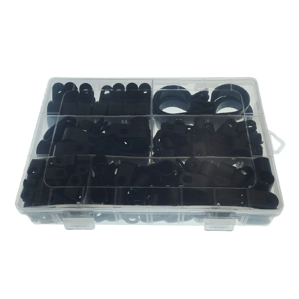 

200 Pieces Nylon Plastic Cable Clips Clamp R-Type Fasteners Assortment