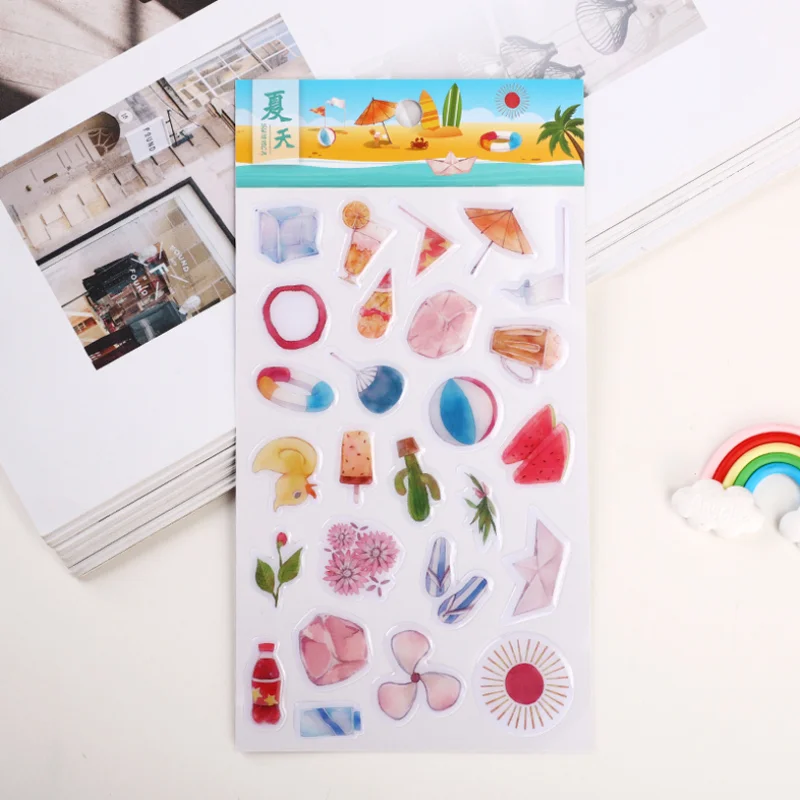 3 sheet kawaii crystal glue stickers decoration scrapbooking phone stick label sticker stationery office school supplies free global shipping