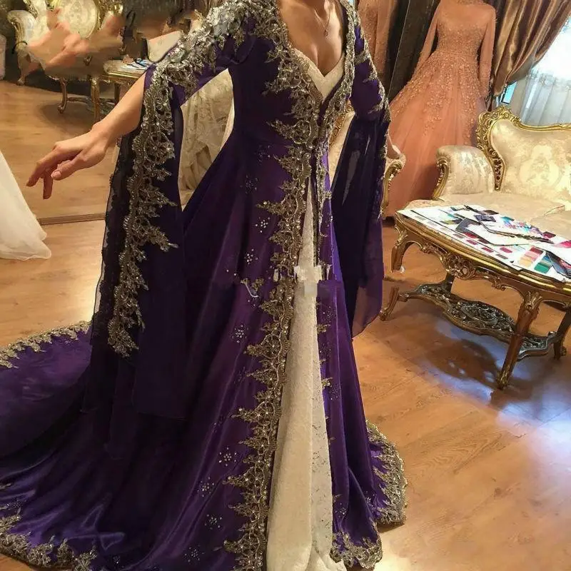 

Новинка 2021 фиолетовые мусульманские Вечерние платья с длинным рукавом Дубай арабское платье для выпускного вечера индийское турецкое кафтан кружевные женские платья largos robe