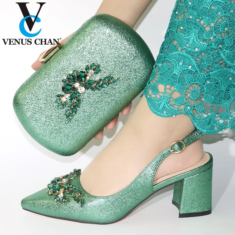 Лидер продаж зеленый цвет новый итальянский дизайн женская обувь и сумка в