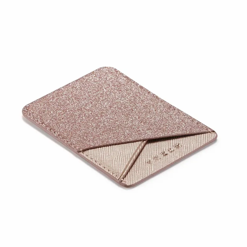 Fashion Glitter Bling Mobile Phone Back Cards Holder Wallet Credit ID Card Pocket Adhesive Phone Stickers Gold /Rose Gold /Black