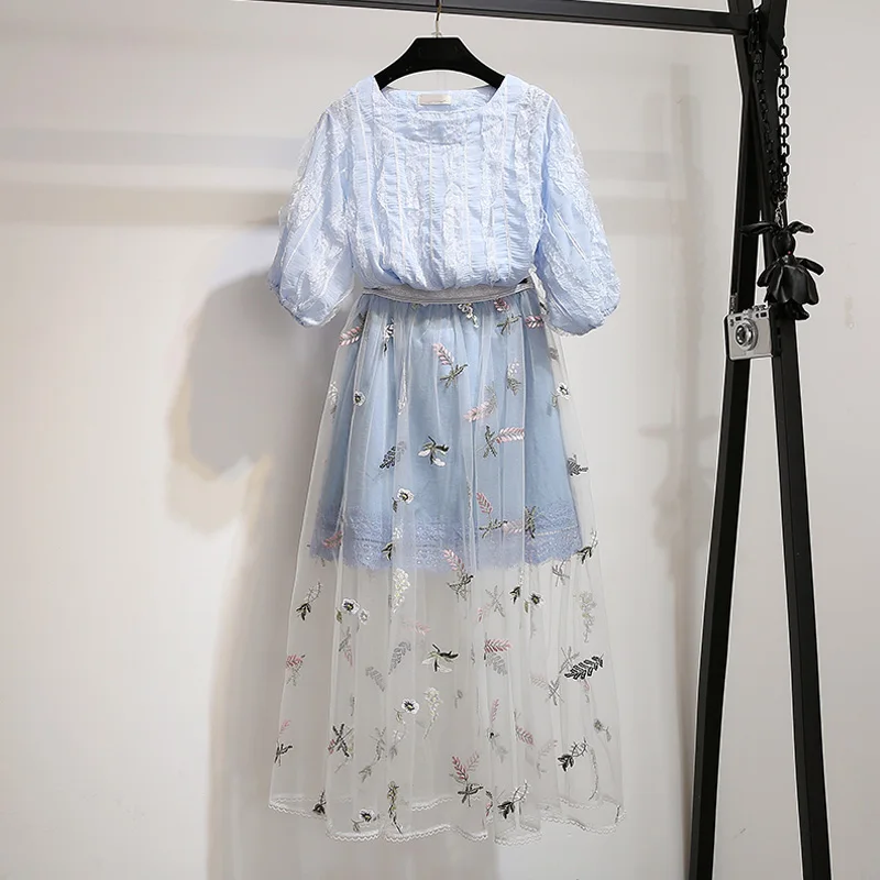 Женская летняя сетчатая юбка пачка трапециевидной формы с вышивкой перьев до