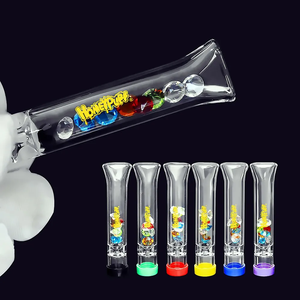 

HONEPUFF Glass One Hitter Pipes Bat With Diamond Filter Mouth Tips Mini Tobacco Herb Pipes Glass Blunt Pipe Accessories