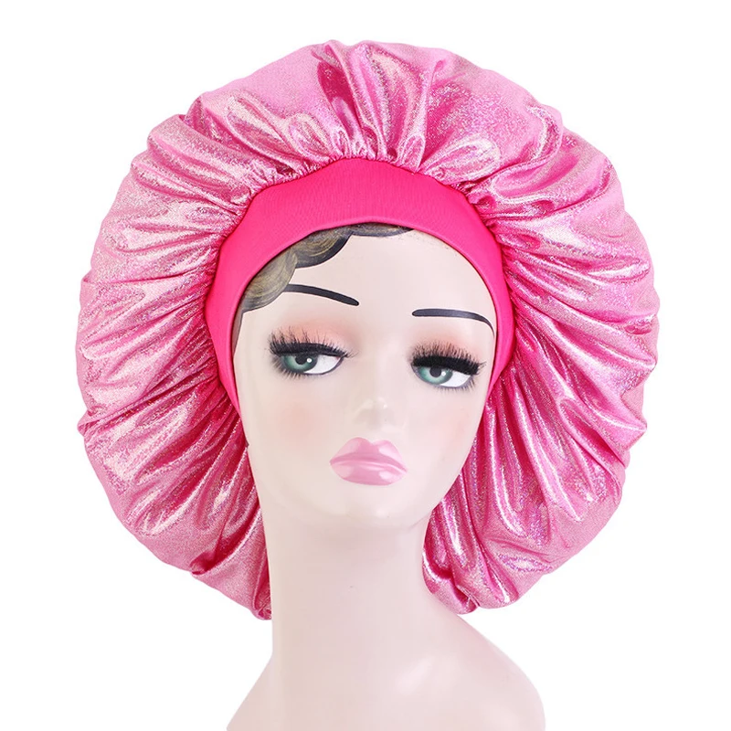 

Hair Care Bonnet Sequined Shiny Night Cap Round Cap Head Cover Shower Cap women Round Sleeping Hat Bright Colors Nightcap hat
