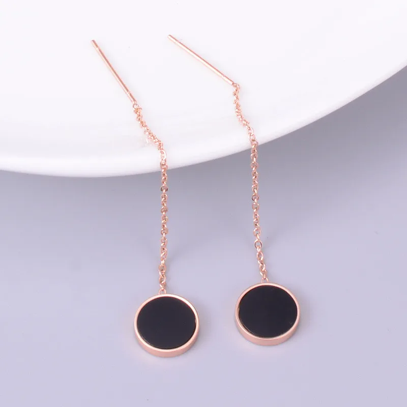 Винтажная круглая подвеска с черной эмалировкой серьги из нержавеющей стали