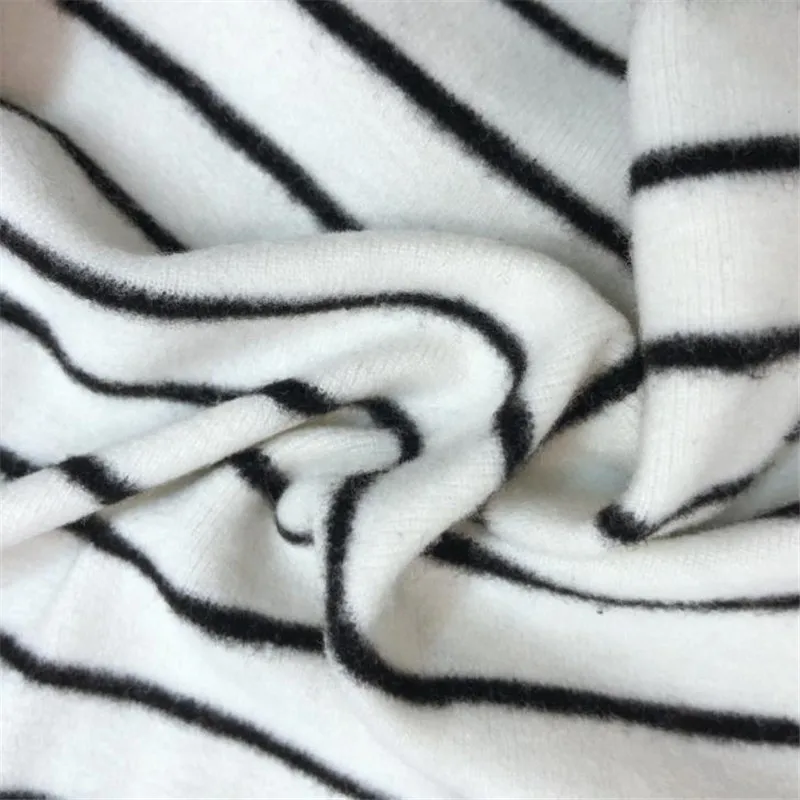 

2020 Spring Autumn New Basic Black White Striped High-neck Stretch Base Shirt Women Winter Long Sleeve Warm Plus Velvet Top