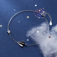 paper airplane stars silver anklet 925 foot bracelet woman leg chain female jewelry decorations for feet bobby socks long 20 cm