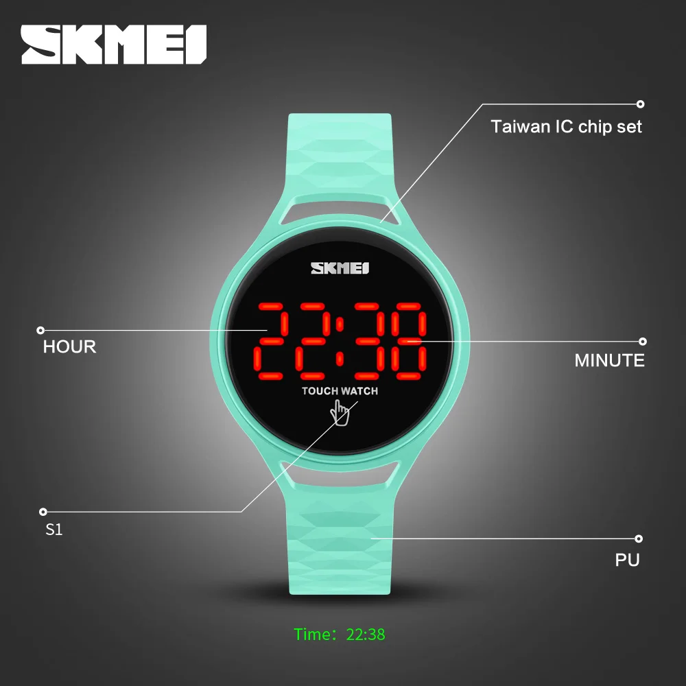 

SKMEI Fashion Casual Sport Watch LED Display Touch Screen Woman Watches Complete Calendar Ladies Digital Wristwatches Relogio