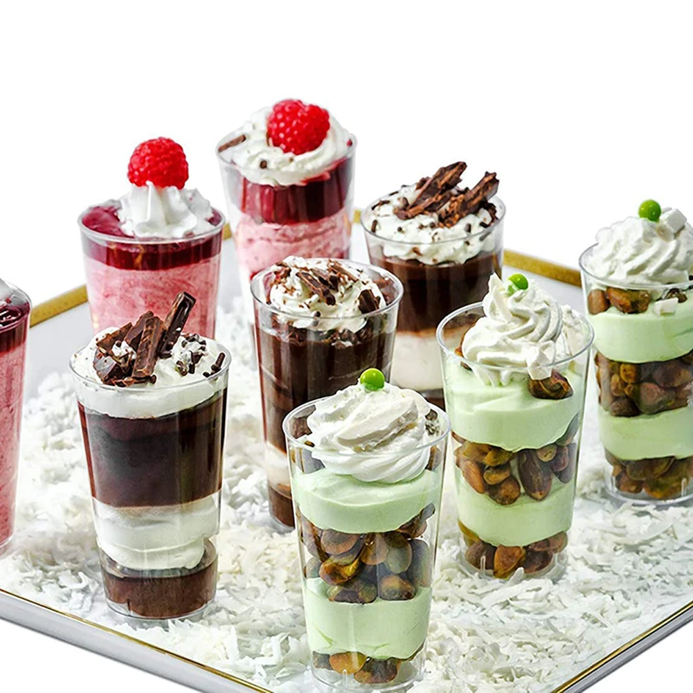 

50pcs Mousse Cake Dessert Cups 3oz Cups Disposable Plastic Dessert Cups Pudding Tiramisu Cup
