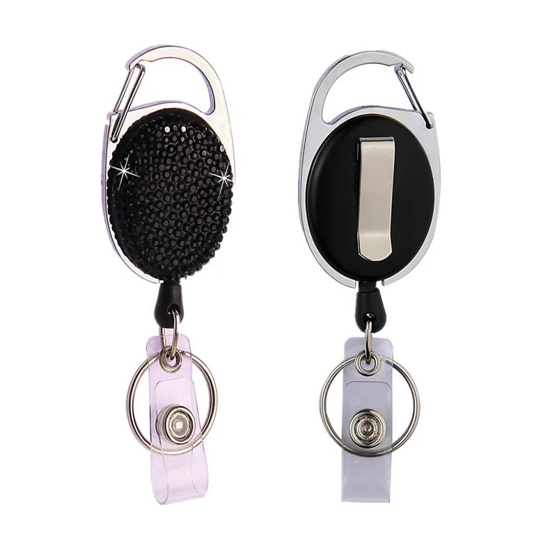 

С украшением в виде кристаллов выдвижной брелок блестящие брелок для ключей ID ремешок именной ярлык держатель для карт держатель значка бр...