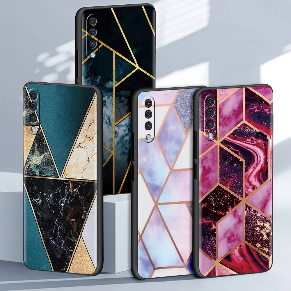 

Black Case For Samsung Galaxy A50 A70 A10 A30 A51 A20s A20e A12 A10s A40 A90 A52s 5G A10e Soft Phone Cover Chic Marble Gold Foil