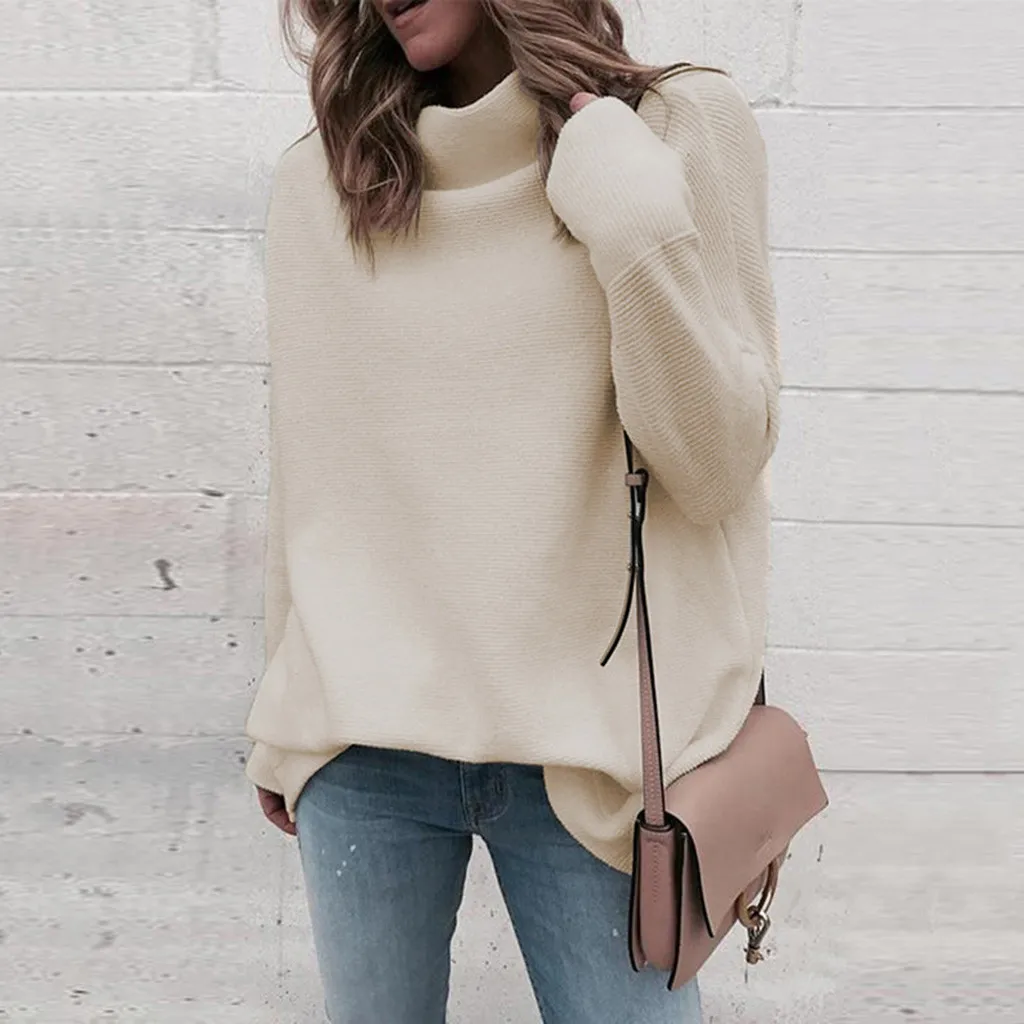 Long Sleeve Autumn Winter Sweater Women White Knitted Sweaters Pullover Jumper Fashion 2019 Turtleneck Female | Женская одежда