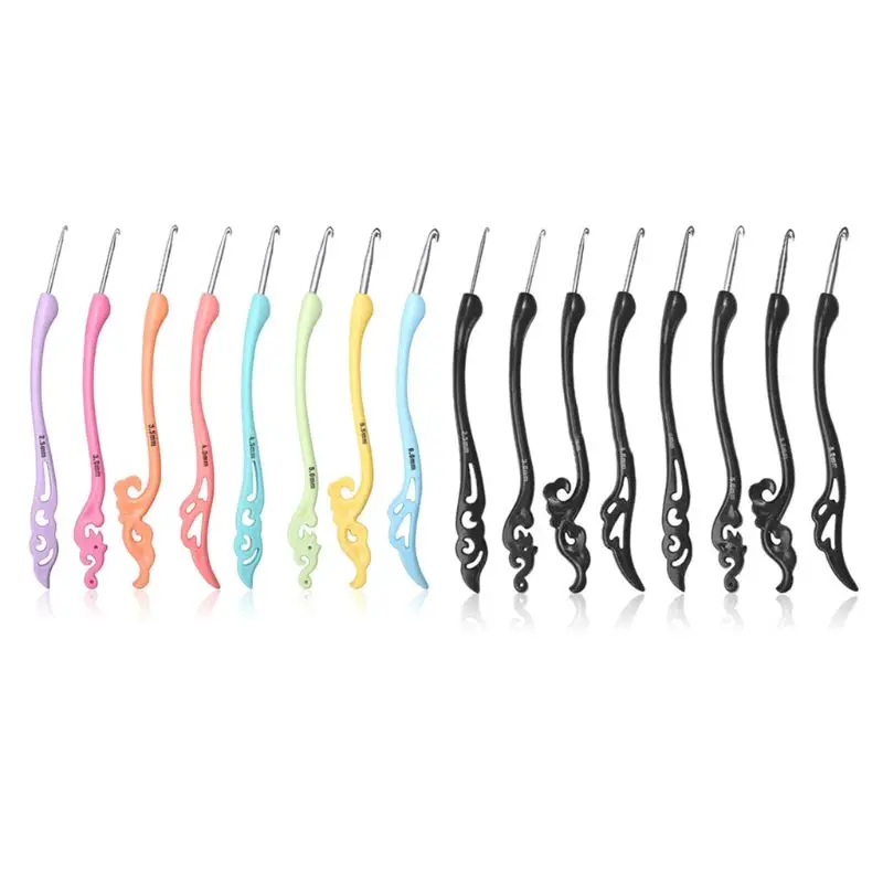 8 шт./компл. TPR ручка Алюминий вязальные крючки Вязание игла свитер вплетать в