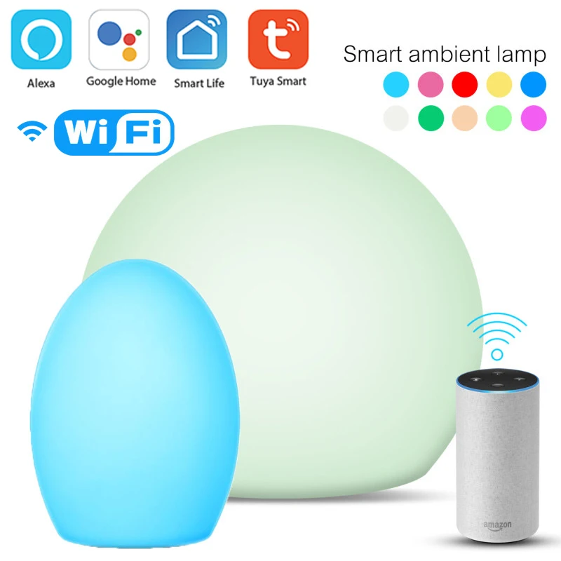 

Умная настольная лампа Tuya с Wi-Fi, освесветильник с теплым голосом, переносной светильник для диджея, музыки, ритма, через Alexa Google Home