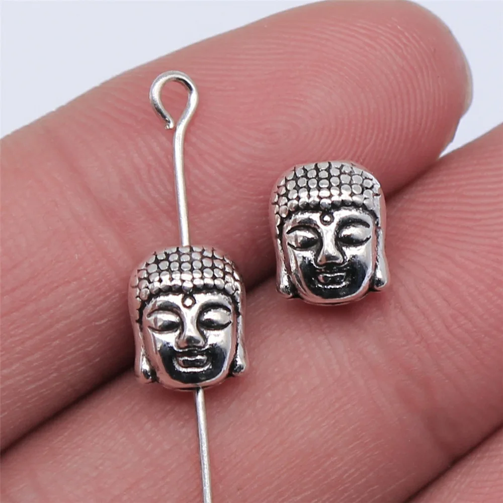 

10pcs 9x7mm Antique Silver Color Buddha Head Small Hole Beads For Jewelry Making B15581