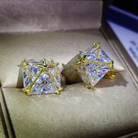 2021 new trend 14k gold filled stud earrings for women bigger cubic zirconia fine engagement gift jewelry wedding decoration