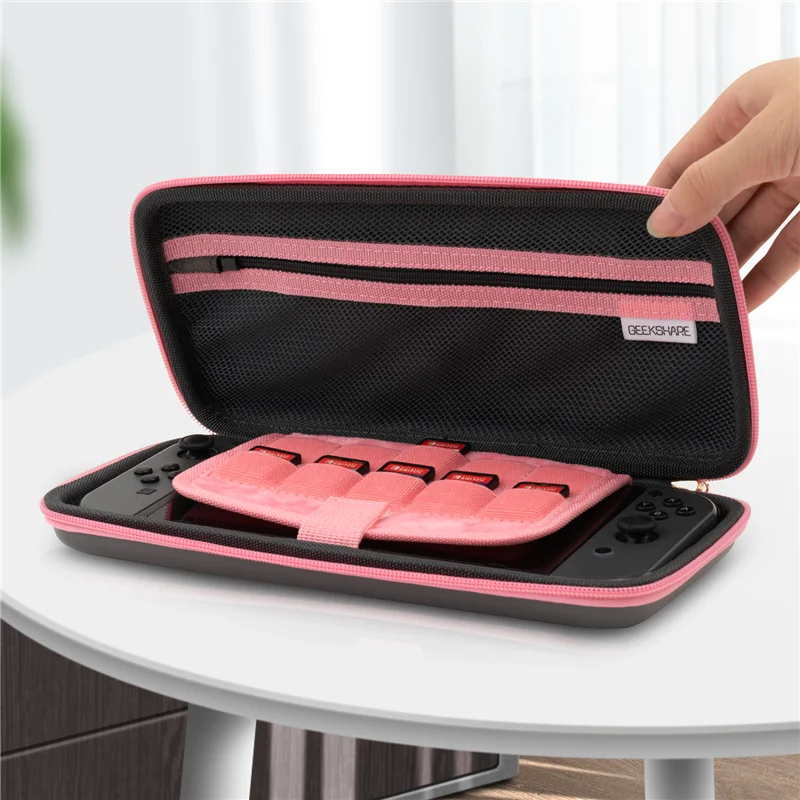

Flower And Heart Gray Storage Bag Protables For Nintend Switch Strap Badge Travel Carrying Case for Nintendo Switch