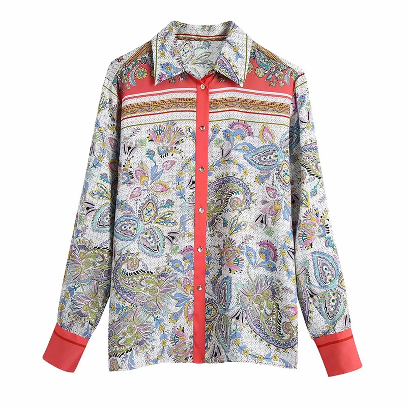 

Vogue Oversize Women Lapel Single Breasted Blouse Tide Spring-autumn Fashion Ladies Casual Loose Female Shirt Printed Shirt Top
