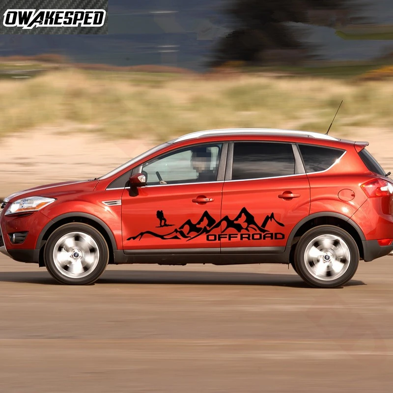 

Автомобильный спортивный Стайлинг корпус дверь боковые полосы Виниловая Наклейка Автомобильные альпинистские горные наклейки для Ford KUGA ...