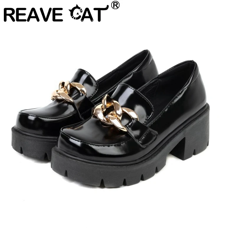 

Женские туфли-оксфорды REAVE CAT, Повседневные Туфли Мэри Джейн с круглым носком, металлические лоферы, модель F1620, 2021