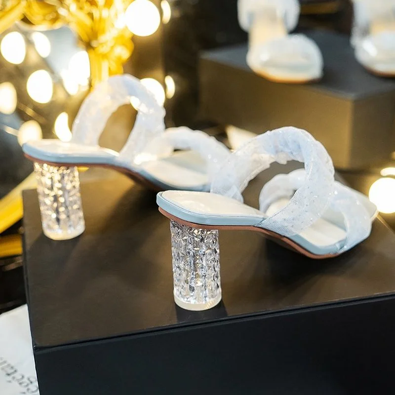 

PVC Ladies Outside New Transparent High-Quality Comfortable Band Elegant Women Sandals Shoes Zapatillas Mujer Casa Sapatos