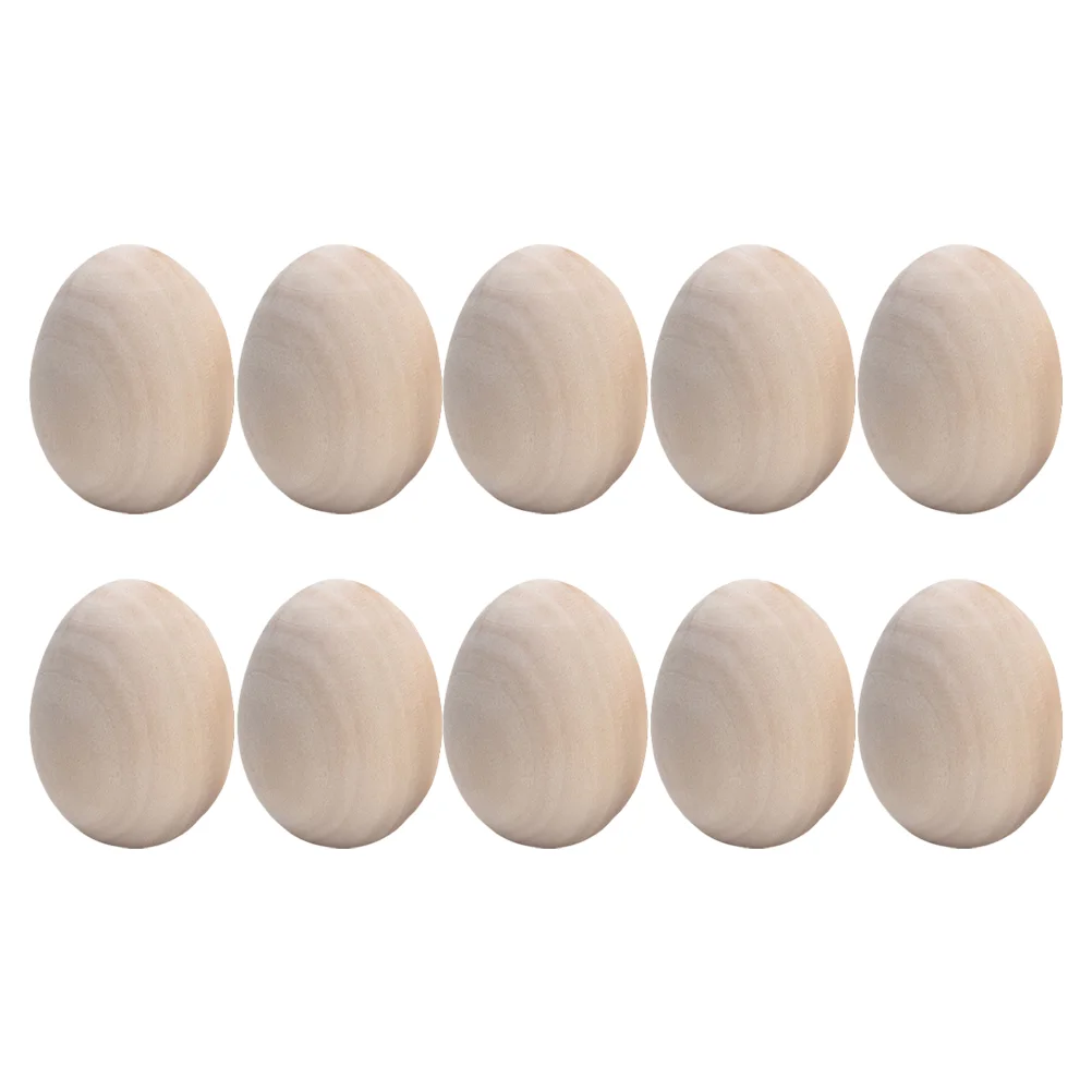 

10 Pcs DIY Wooden Eggs Unfinished Egg Shape Painting Toys Graffiti Wood Eggs