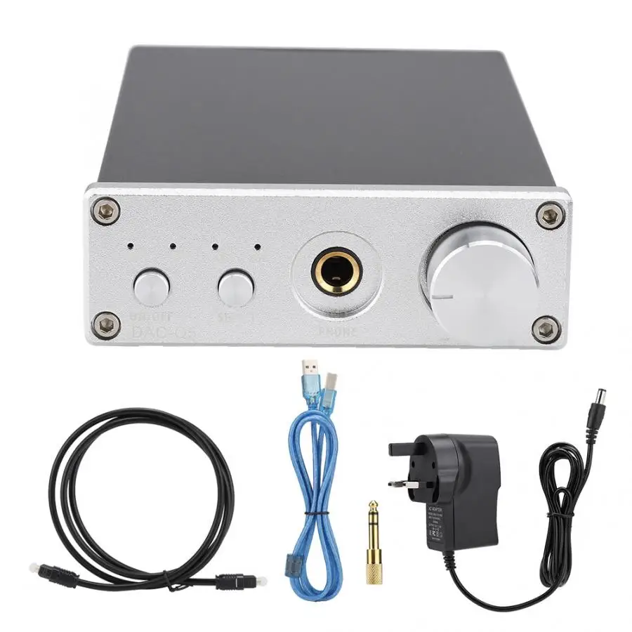 DAC-Q5 HIFI стерео 24 бит/192 кГц для RCA/6,35 мм разъем для наушников выход усилитель для наушников 110-240 в усилитель активных динамиков - Цвет: UK Plug