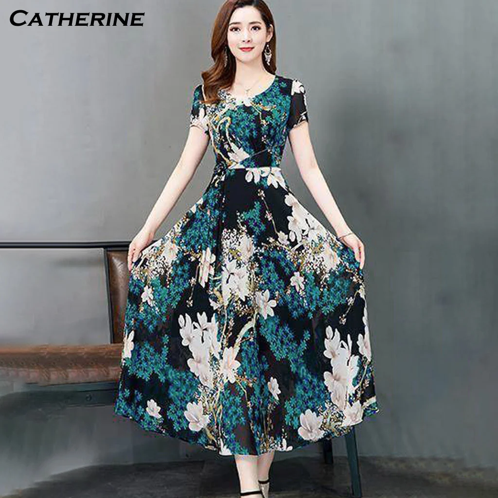 Женское платье в стиле бохо с круглым вырезом и коротким рукавом женское