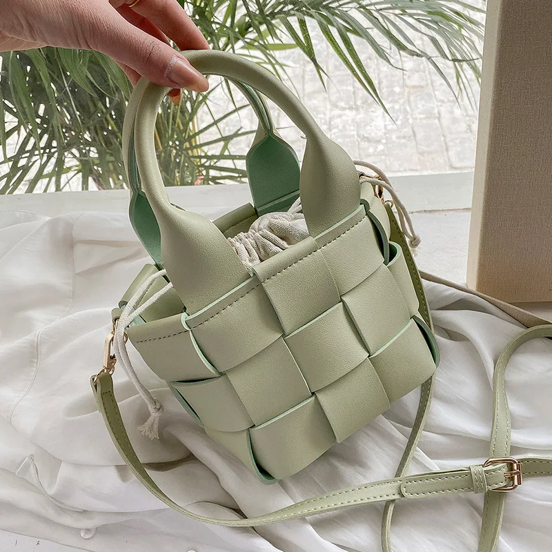 

Popular Woven Bags Female 2021 Designer Handbags New Fashion Portable Bucket Bag Western Style Single Shoulder Messenger Bag