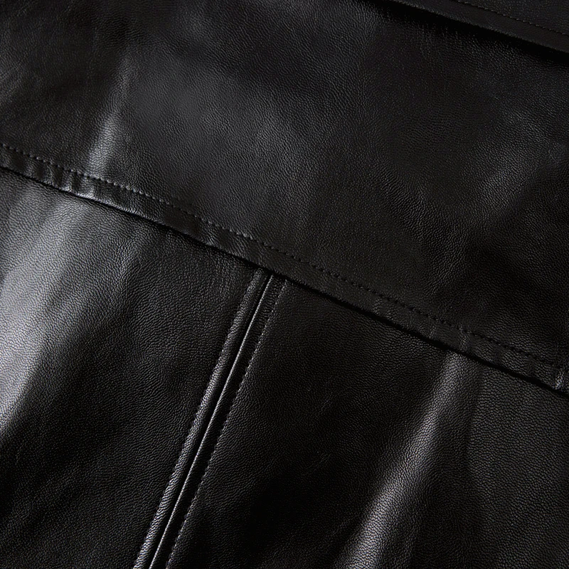 

Lautaro Long black leather trench coat men long sleeve double breasted spring autumn plus size pu leather mens clothing 6xl 7xl