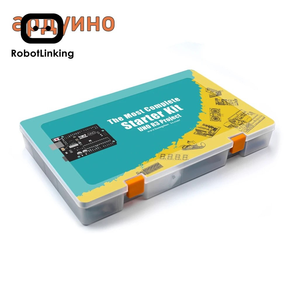 Robotlinking самый полный стартовый набор учебник для UNO компонент для Arduino(63 Items