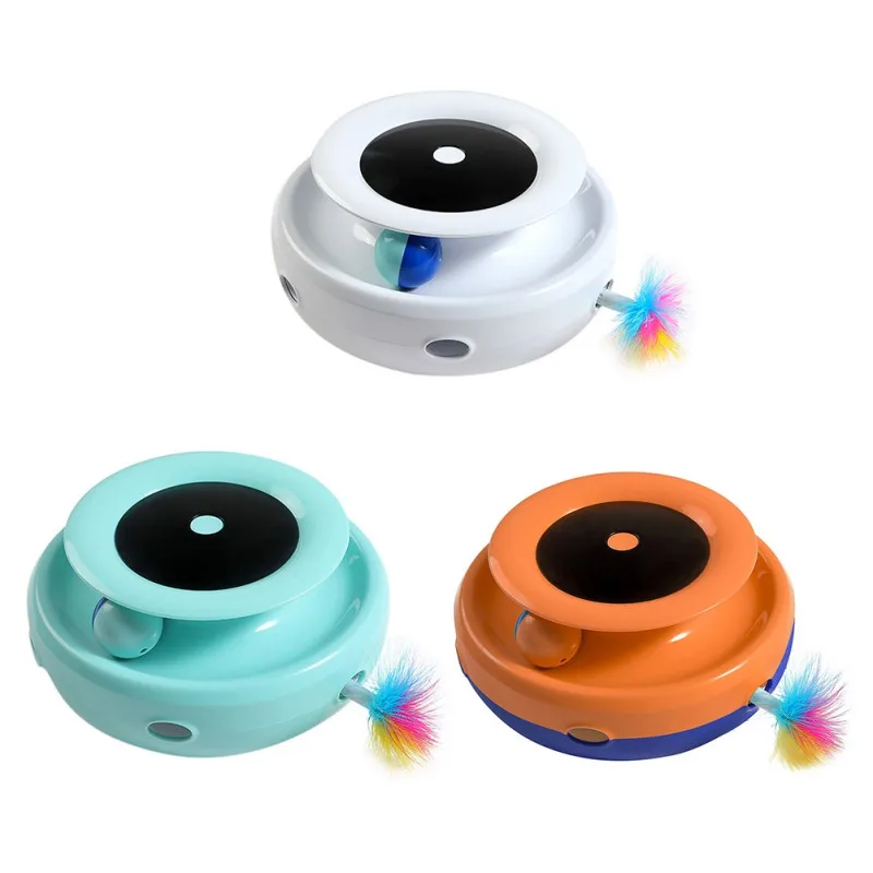 

Electric Cat Toy Smart Teasing Cat Stick Crazy Game Spinning Turntable Cat Catching Mouse Donut Automatic Turntable Cat Toy 2021