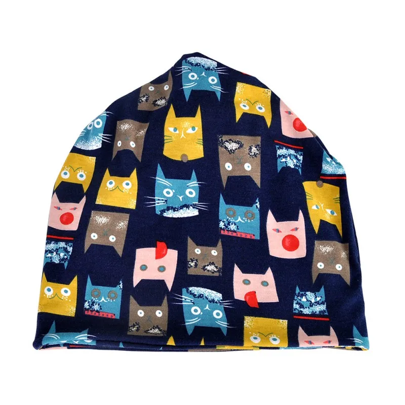 Осенне-зимняя Кепка для бега шарф простой стиль с принтом кота дышащая