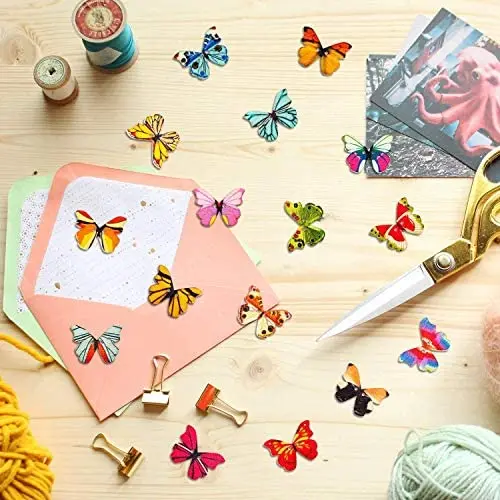 

200Pcs Butterfly Wooden Buttons Colorful Butterfly Decorative Craft Buttons for DIY Sewing Crafting Decoration Accessories