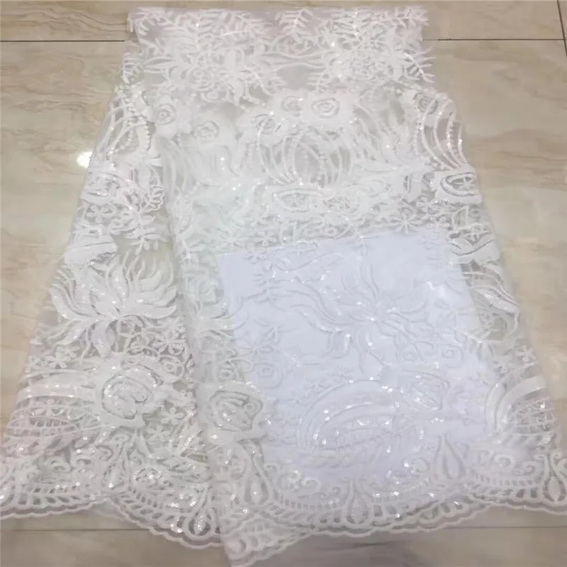 Новая нигерийская вышитый блёстками сетчатая кружевная ткань для свадебных