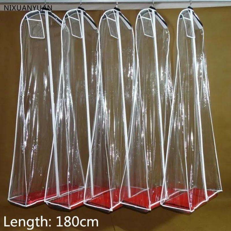 Vestido de boda transparente de 180cm de longitud, cubierta antipolvo, Extra grande, impermeable, PVC, sólido, ropa, bolsas de ropa, venta al por mayor