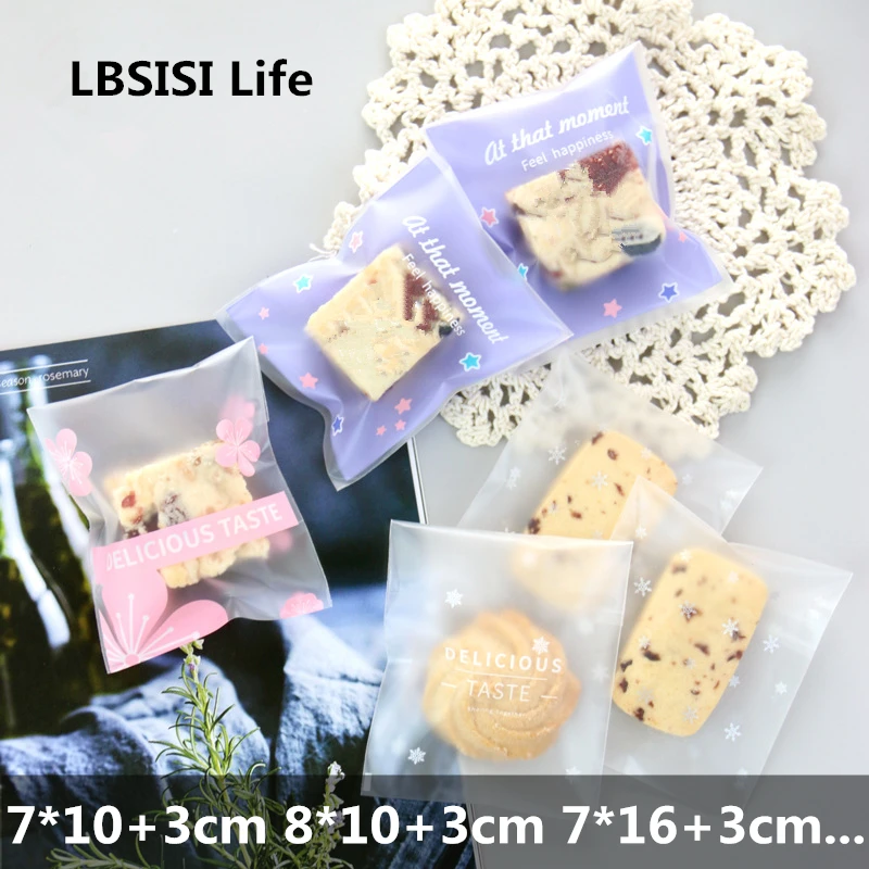 LBSISI Life 100 шт. 7*8 + 3 см матовые мешки для печенья конфет самоклеящаяся более плотная