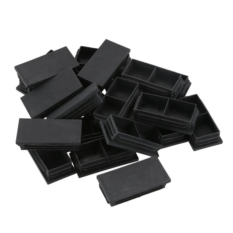 

Plastic Rectangle Blanking End Caps Bung 40mm x 80mm 20Pcs Black