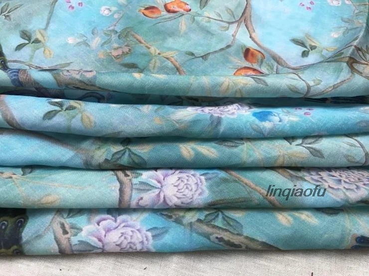 Элегантное платье-Ципао из ткани с принтом Ramie Высококачественная льняная ткань |