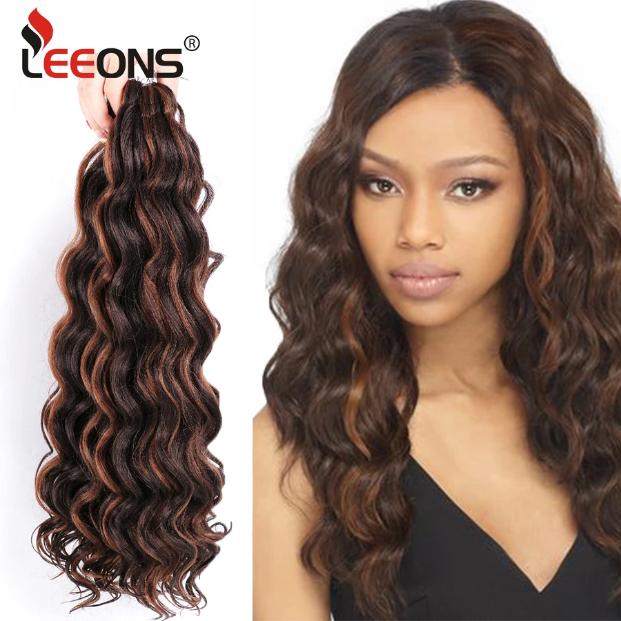 

Leeons High Quality Ocean Wave Crochet Hair 20inches Synthetic Heat Resistant Deep Water Wave Ombre Braiding Extension Hair