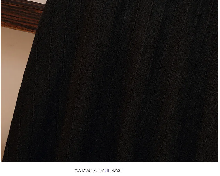 HAMALIEL High Quality Fashion Women Striped Knitted Lantern Sleeve Pullovers Two Piece Set And Black Midi Ball Gown Skirt | Женская