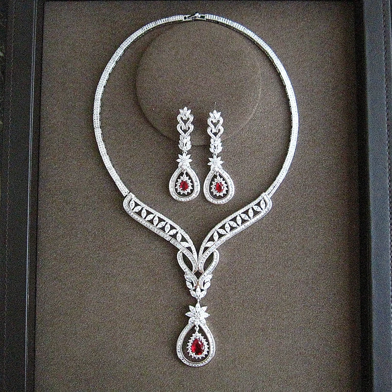 Модные AAA фианиты классические и элегантные серьги ожерелье набор