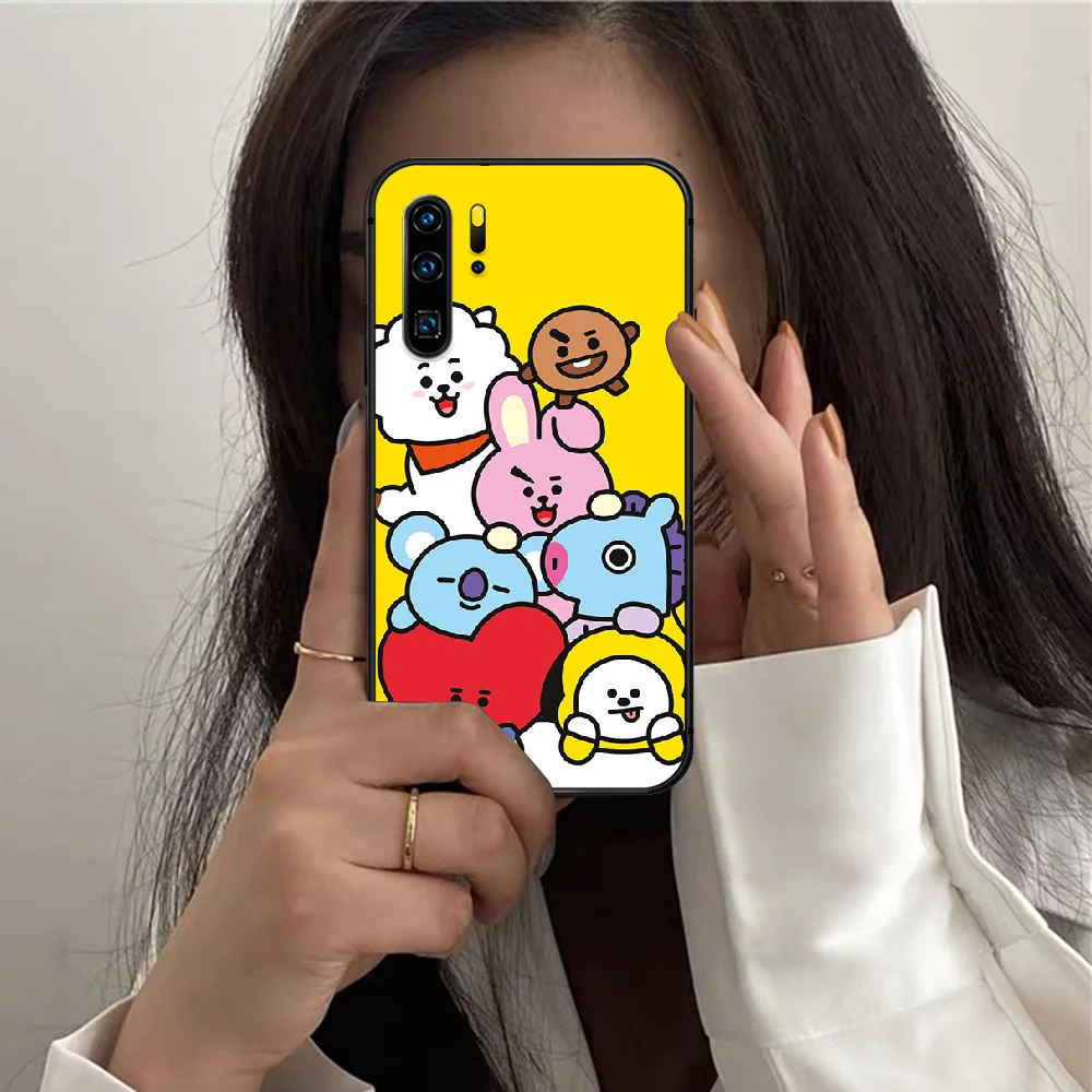 

Cartoon Cute BT21 Phone Case For HUAWEI P 10 20 30 40 Pro Lite Smart Plus Z 2019 Nova 7i 5T black Back Soft Hoesjes Painting