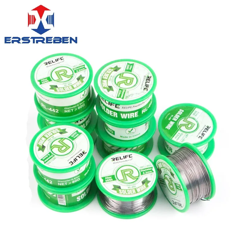 

RELIFE RL-440 0.3mm 0.4mm 0.5mm 0.6mm Soldering Wire Sn20/Pn80 Medium Temperature Active Tin Wire Rosin Solder Wire No-Clean
