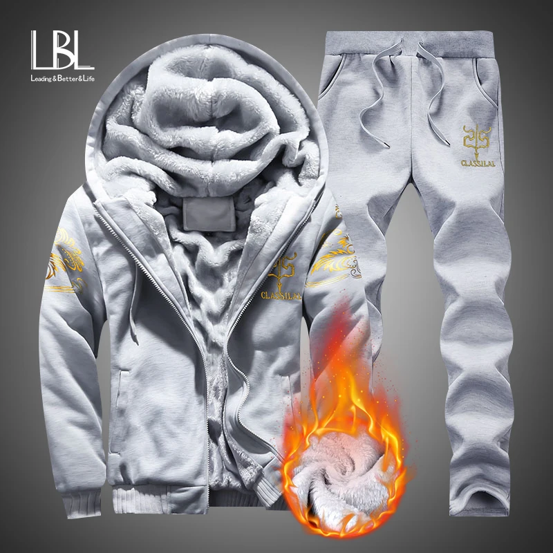 Мужские флисовые толстовки с капюшоном спортивный костюм 2019 Зимние Повседневные