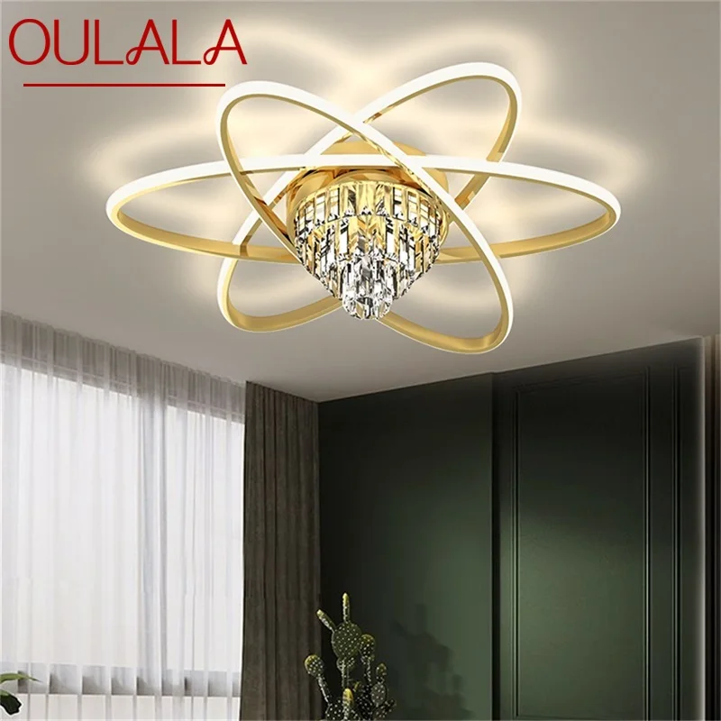 

OULALA Brass Ceiling Light Modern Creative Luxury Crystal Lamp LED Fixtures Decorative For Home